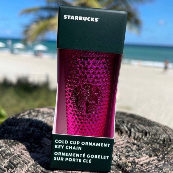Starbucks Accessories - Hot seller- NWT Starbucks sangria pink Christmas ornament keychain cold cup 2022